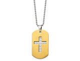 Mens Stainless Steel Cross and Prayer Dogtag Pendant Necklace with Chain (22 Inches) 